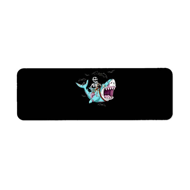 Skeleton Riding Zombie Shark Funny Halloween Gift (Front)