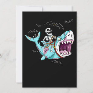 Skeleton Riding Zombie Shark Funny Halloween Gift Invitation
