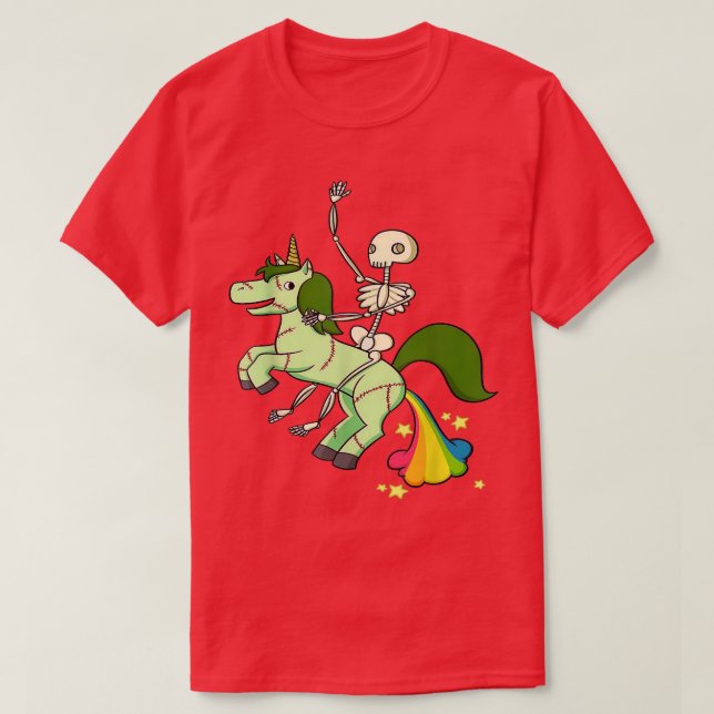 Skeleton Riding Zombie Unicorn  T-Shirt (Design Front)