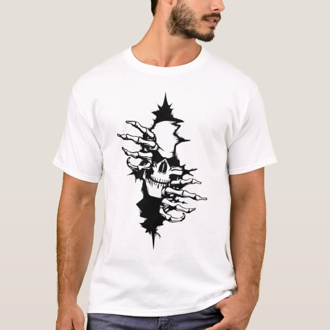 Skeleton Ripping Through T-Shirt (Front)