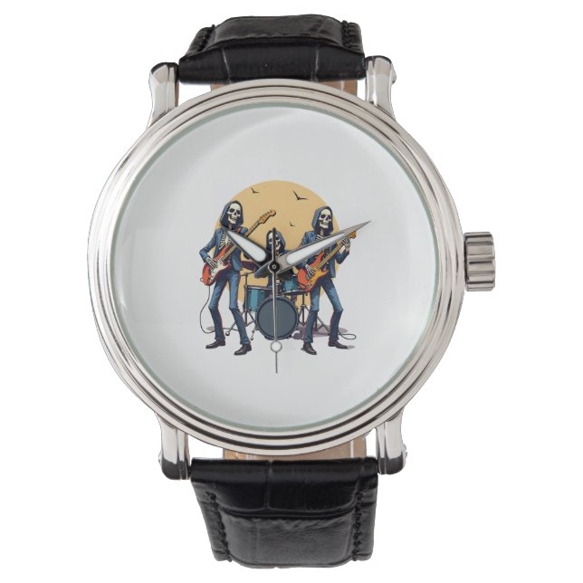 Skeleton Rock Band – Funny Halloween Shirt Watch (Front)