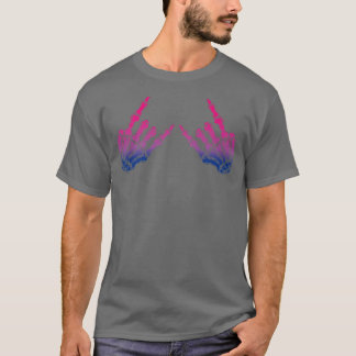 Skeleton Rock Hand Bi Wife Energy LGBTQ Support T-Shirt