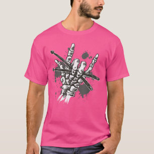Skeleton Rock Hand Drumming Cool Skeleton Drummer  T-Shirt