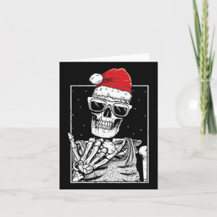 Skeleton Rock Hand Halloween Christmas Rock Music Card