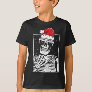 Skeleton Rock Hand Halloween Christmas Rock Music T-Shirt