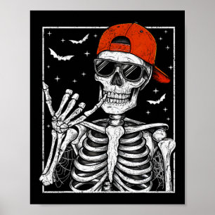 Skeleton Rock Hand Halloween Costume Cool Rock Mus Poster