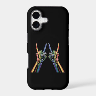 Skeleton Rock Hand LGBTQ Cool Rainbow Flag Gay