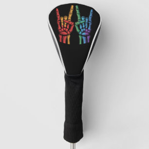 Skeleton Rock Hand LGBTQ Rainbow Flag Gay Pride Golf Head Cover