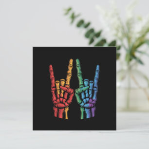 Skeleton Rock Hand LGBTQ Rainbow Flag Gay Pride  Invitation