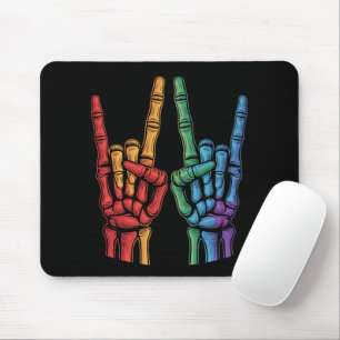Skeleton Rock Hand LGBTQ Rainbow Flag Gay Pride  Mouse Mat