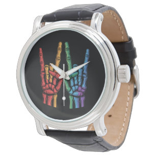 Skeleton Rock Hand LGBTQ Rainbow Flag Gay Pride  Watch