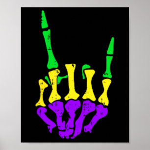 Skeleton Rock Hand Pocket Mardi Gras Bones Music L Poster