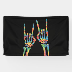 Skeleton Rock Hand Rainbow LGBTQ Gay Lesbian Pride Banner