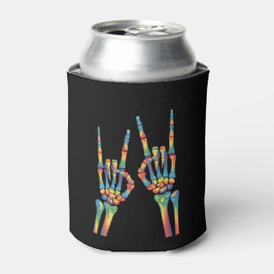 Skeleton Rock Hand Rainbow LGBTQ Gay Lesbian Pride Can Cooler
