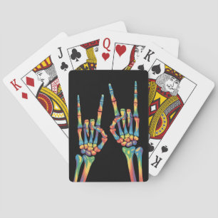 Skeleton Rock Hand Rainbow LGBTQ Gay Lesbian Pride Playing Cards