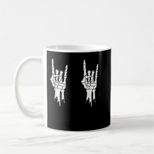Skeleton, Rock On Hands, Halloween, Men Women Kids Coffee Mug