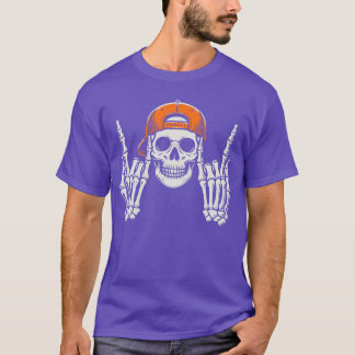 Skeleton Rocker Cool Cap Skater Halloween Costume T-Shirt