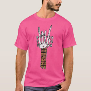 Skeleton Rocking Hand Guitar Rock Sign Heavy Meta T-Shirt
