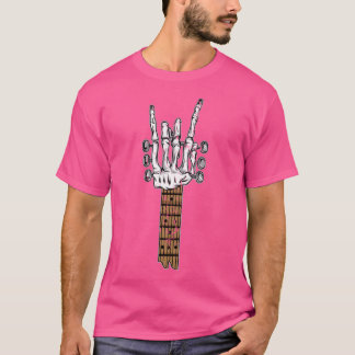Skeleton Rocking Hand  Guitar Rock Sign Heavy Meta T-Shirt