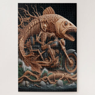 skeleton rode his chopper bike down trail jigsaw puzzle