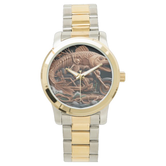 skeleton rode his chopper bike down trail watch (Front)