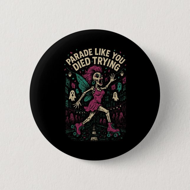 Skeleton Roller Skating Parade Fairy Halloween Cos 6 Cm Round Badge (Front)