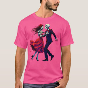 Skeleton Romance Dance with Witch Funny Halloween T-Shirt