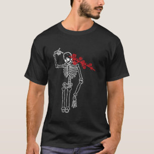 Skeleton Rose Gun Halloween Spooky Bones Skull Got T-Shirt