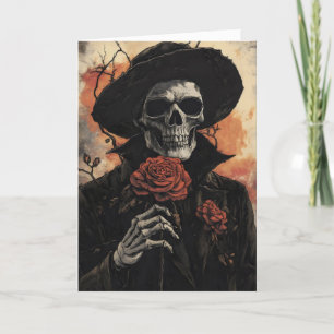 Skeleton Rose Romantic Holiday Card