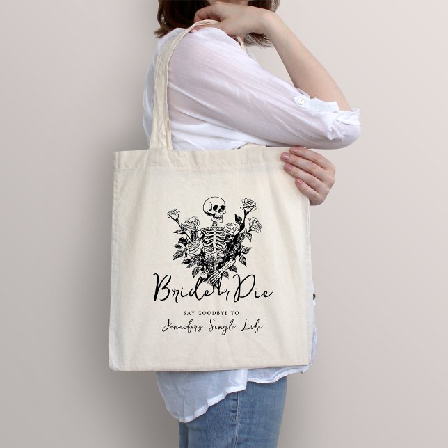 Skeleton Roses Bride or Die Bachelorette Party Tote Bag (Creator Uploaded)