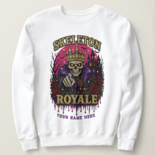 SKELETON ROYALE Gold Crown Rhinestone King Art Sweatshirt