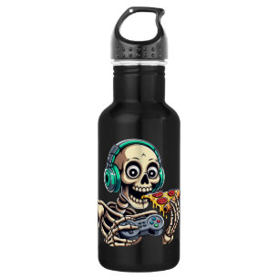Skeleton’s Ultimate Cheat Day: Cheesy Pizza Gaming 532 Ml Water Bottle