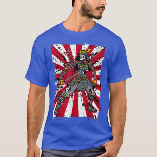 Skeleton Samurai Rising Sun Japanese Flag (2) T-Shirt