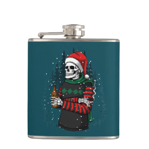 Skeleton Santa Christmas Adult Stocking Stuffer Hip Flask