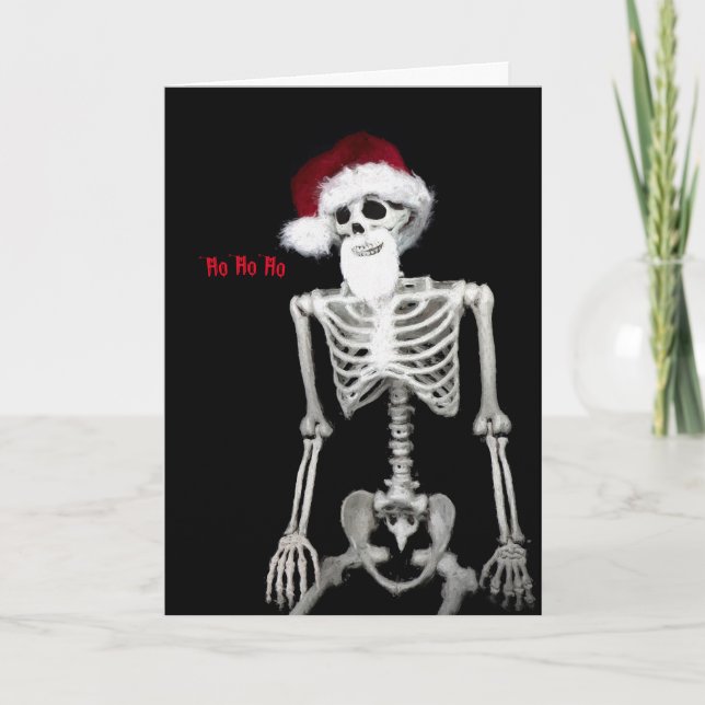 Skeleton Santa Christmas Card Merry Scary! (Front)