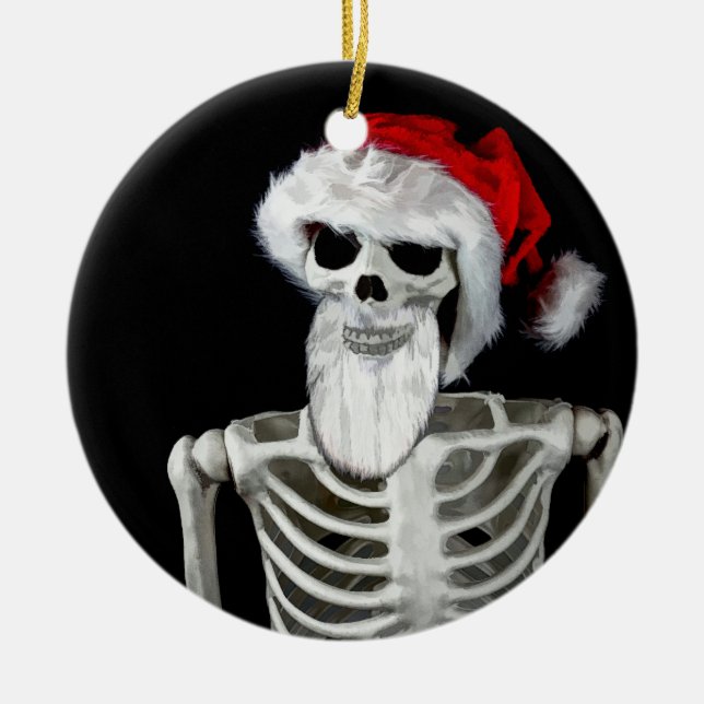 Skeleton Santa Christmas Ornament (Front)