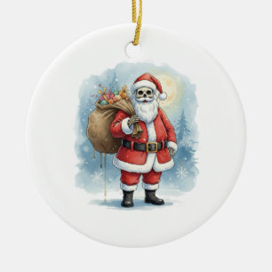 Skeleton Santa Claus Ceramic Tree Decoration