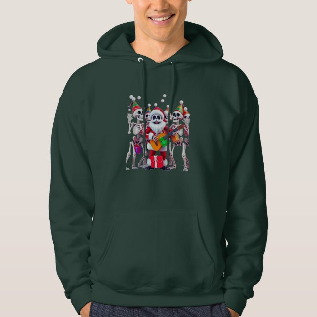**Skeleton Santa Party – Funny 3D Christmas Skelet Hoodie (Front)