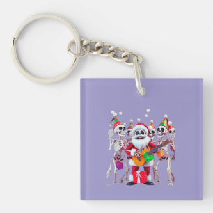**Skeleton Santa Party – Funny 3D Christmas Skelet Key Ring