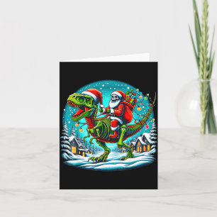 Skeleton Santa Riding T Rex Dinosaur Funny Christm Card