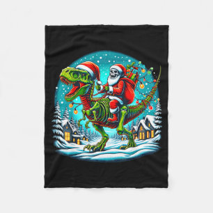 Skeleton Santa Riding T Rex Dinosaur Funny Christm Fleece Blanket