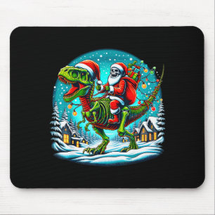 Skeleton Santa Riding T Rex Dinosaur Funny Christm Mouse Mat
