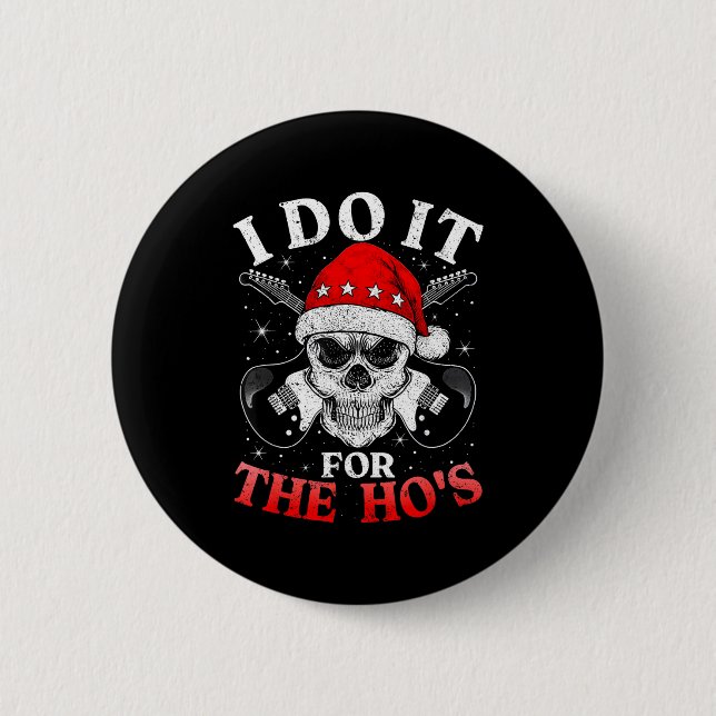 Skeleton Santa Rocker Inappropriate Funny Guitar G 6 Cm Round Badge (Front)