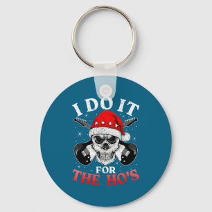Skeleton Santa Rocker Inappropriate Funny Guitar G Key Ring