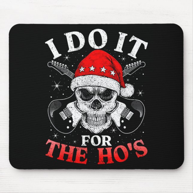 Skeleton Santa Rocker Inappropriate Funny Guitar G Mouse Mat (Front)