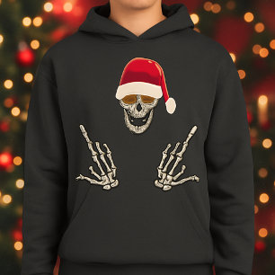 Skeleton Santa With Devil Horns Hoodie