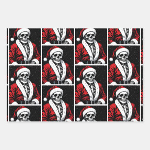 Skeleton Santa Wrapping Paper Sheet
