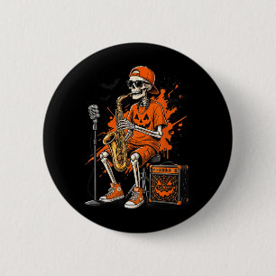 Skeleton Saxophone Halloween Funny Saxophonist Men 6 Cm Round Badge
