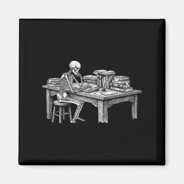 Skeleton scholar dark academia book nerd gift  magnet (Front)