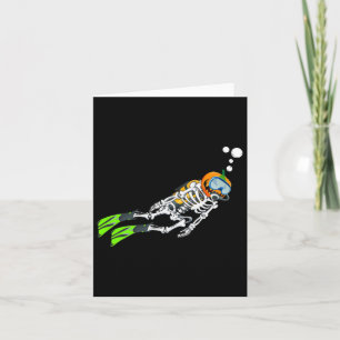 Skeleton Scu Diving Halloween Pumpkin Diver Card